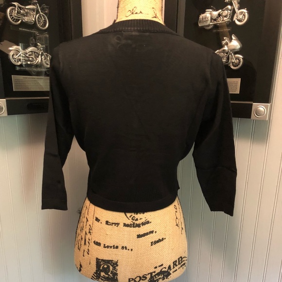 Sourpuss Tattoo Roses 3/4 Sleeve Pointelle Cardiga - Picture 8 of 8